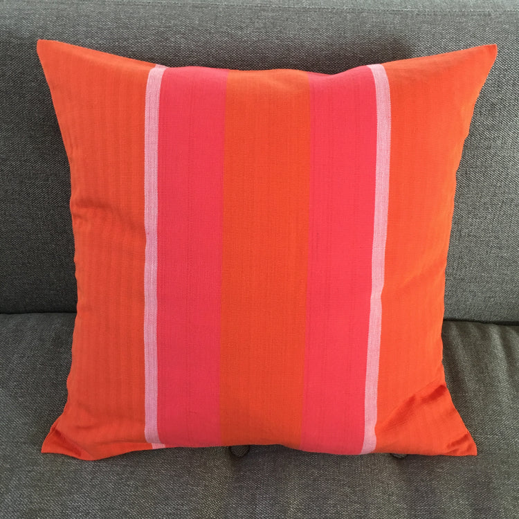 Handwoven Orange And Pink Cushion Cover